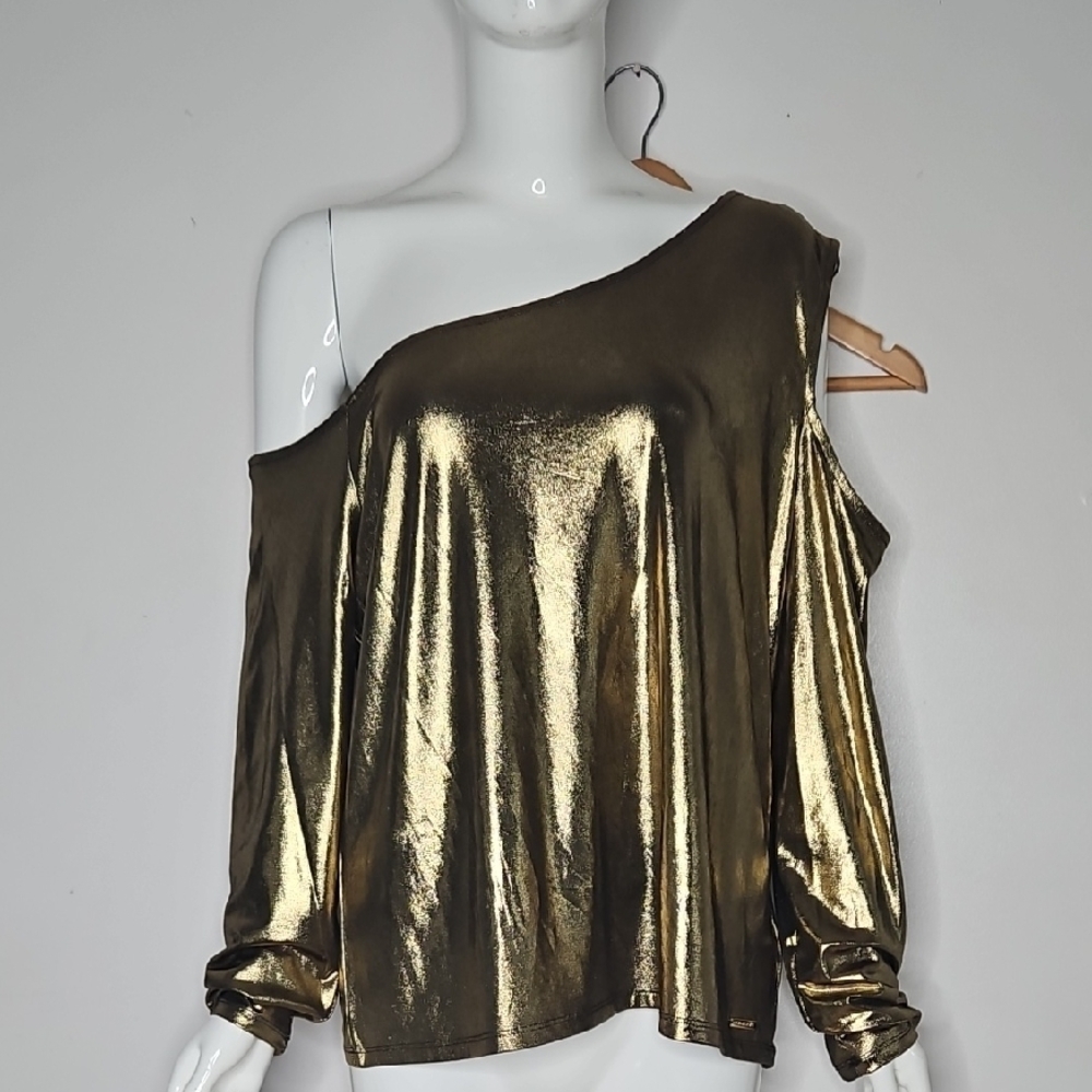 Michael Kors Gold Asymmetrical Oversized Blouse